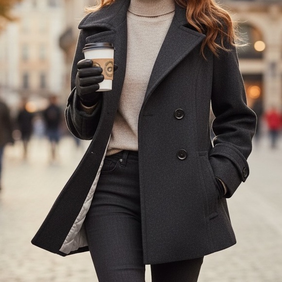 Calvin Klein Charcoal Double-Breasted Peacoat- excellent condition, vintage 90’s - Picture 2 of 11